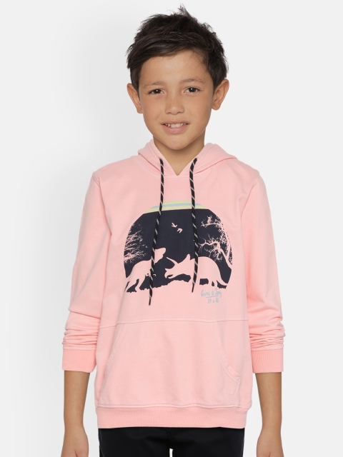 

Gini and Jony Boys Pink & Black Dinosaur Print Hooded Sweatshirt