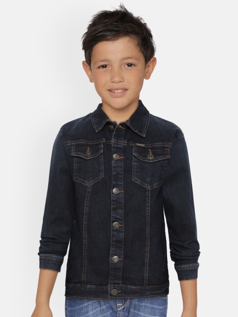 

Gini and Jony Boys Navy Blue Solid Denim Jacket