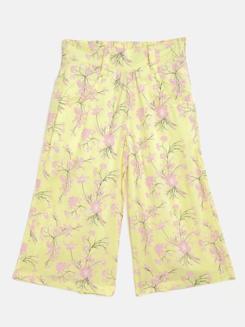

Palm Tree Girls Yellow & Pink Floral Print Regular Fit Capris