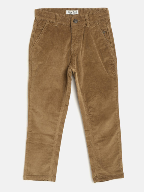 

Palm Tree Boys Brown Slim Fit Solid Corduroy Trousers