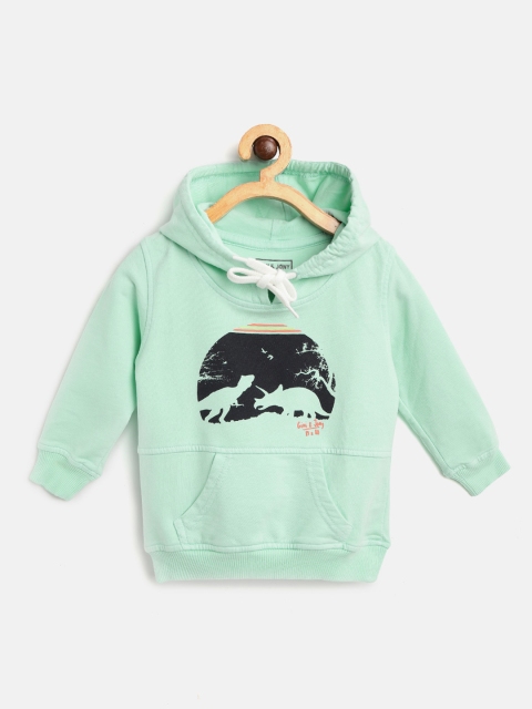 

Gini and Jony Boys Sea Green & Black Dinosaur Print Hooded Sweatshirt