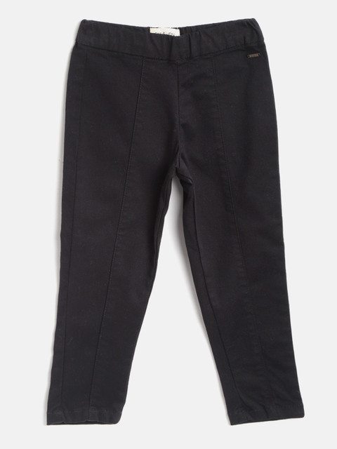

Gini and Jony Girls Black Solid Regular Fit Regular Trousers