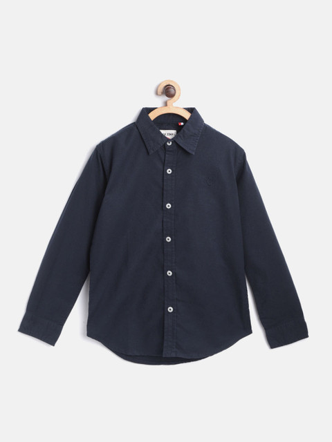 

Gini and Jony Boys Navy Blue Pure Cotton Regular Fit Solid Casual Shirt