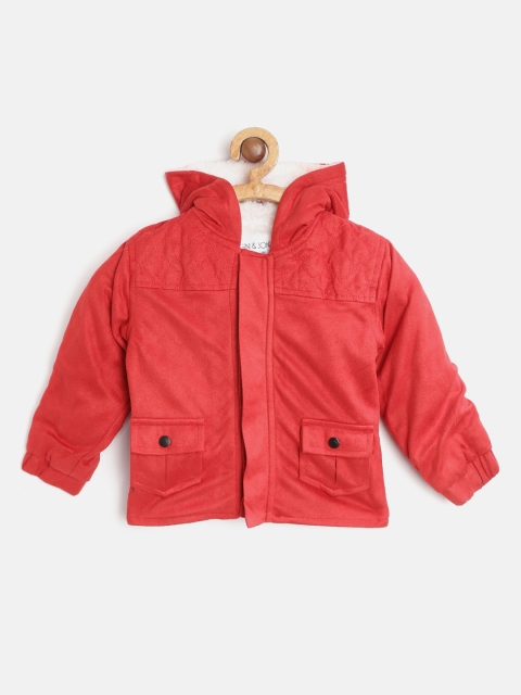 

Gini and Jony Infant Boys Red Solid Suede Finish Hooded Tailored Jacket