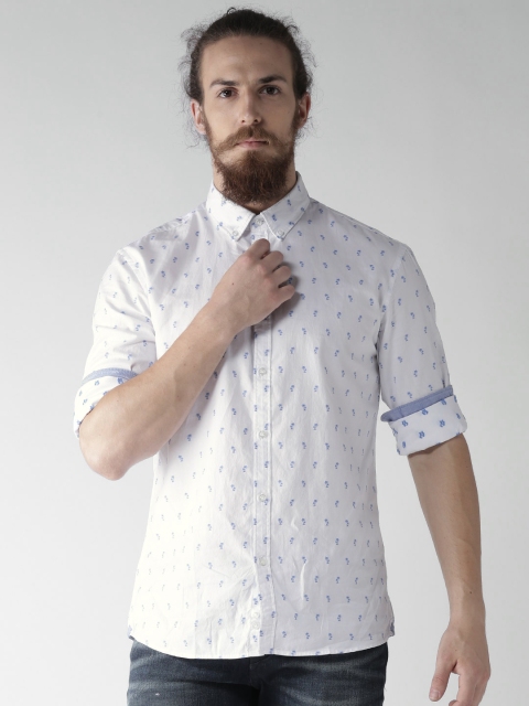 

Celio White Tropical Print Slim Casual Shirt