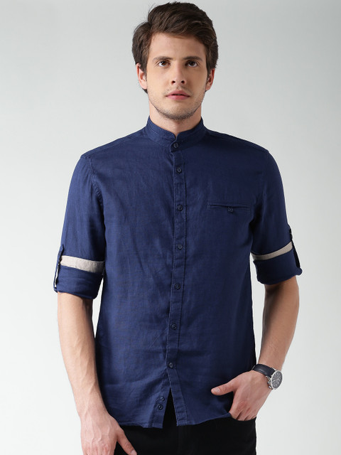 

Celio Navy Pure Linen Casual Sustainable Shirt, Navy blue