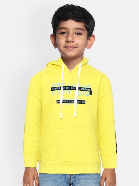 

Gini and Jony Boys Yellow Printed Hooded Sweatshirt