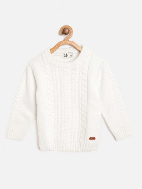 

Gini and Jony Girls White Cable Knit Self Design Pullover