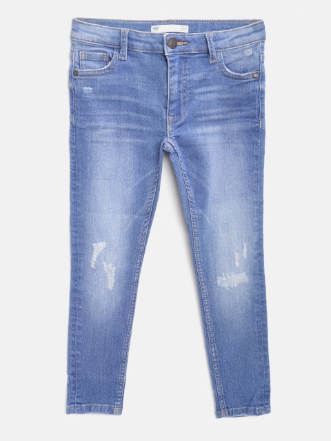 

Marks & Spencer Girls Blue Super Skinny Fit Mid-Rise Low Distress Stretchable Jeans