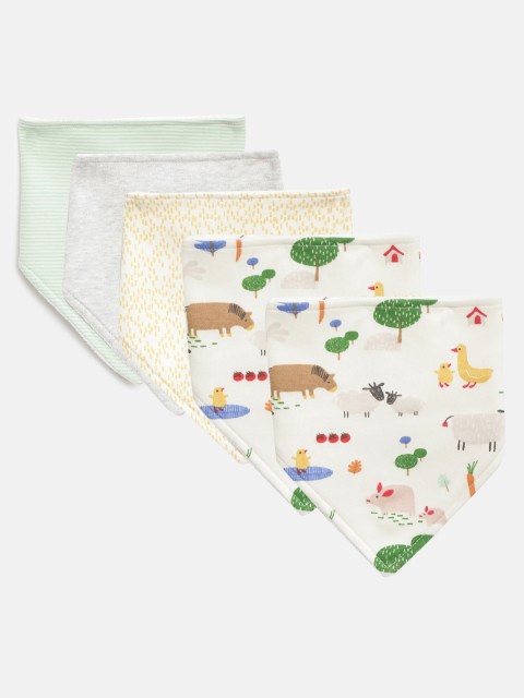 

Marks & Spencer Kids Pack of 5 Double Layered Triangular Bibs, Grey melange