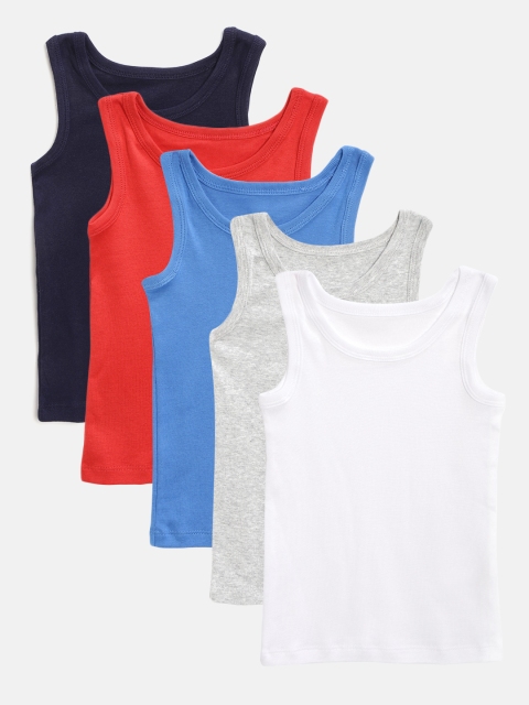 

Marks & Spencer Boys Pack of 5 Solid Innerwear Vests, Red