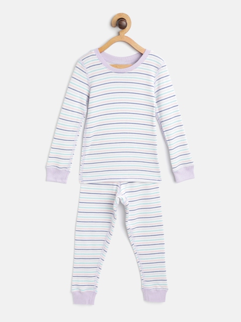 

Marks & Spencer Girls White & Lavender Striped Thermal Set
