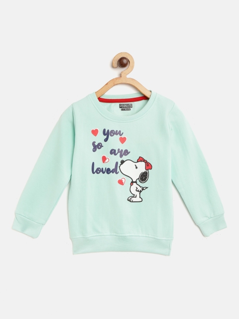 

Eteenz Kids Mint Green & Navy Blue Snoopy Print Sweatshirt