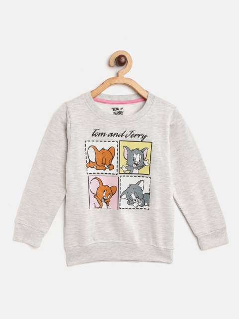 

Eteenz Kids Grey Melange & Brown Tom & Jerry Print Sweatshirt