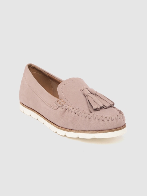 

Marks & Spencer Women Dusty Pink Solid Tasselled Leather Loafers