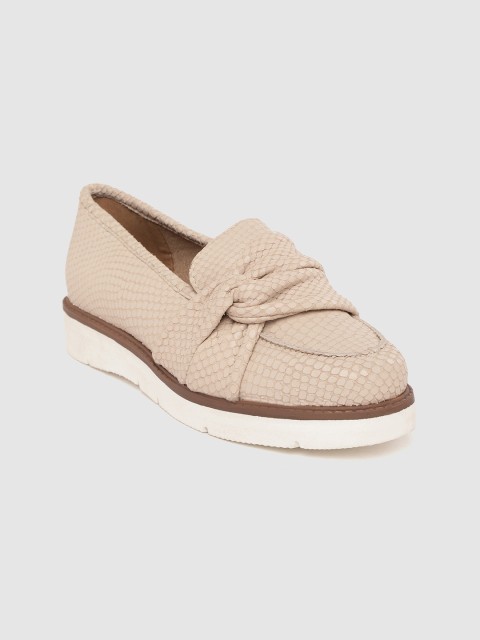 

Marks & Spencer Women Beige Leather Snakeskin Textured Slip-Ons