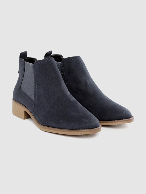

Marks & Spencer Women Navy Blue Solid Mid-Top Flat Boots