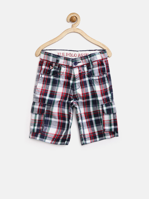 

U.S. Polo Assn. Boys Navy & White Checked 3/4th Shorts, Navy blue