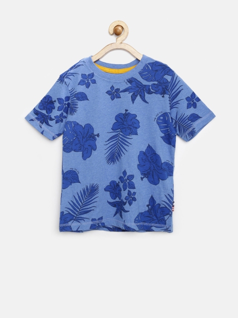 

U.S. Polo Assn. Kids Boys Blue Floral Print T-shirt