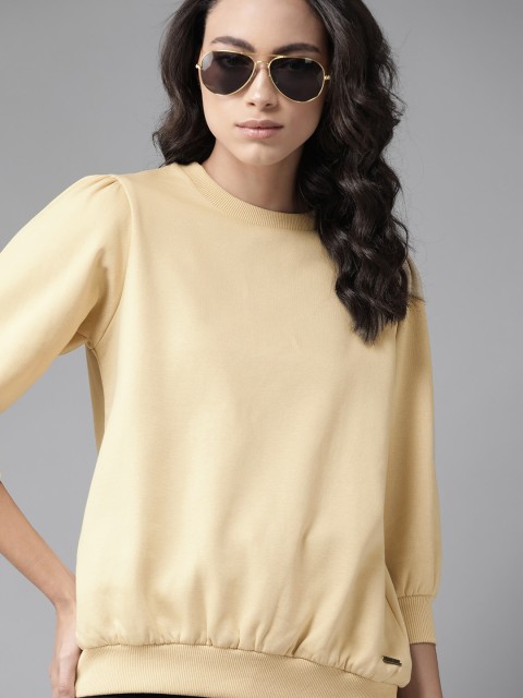 

Roadster Women Cream-Coloured Solid Sweatshirt