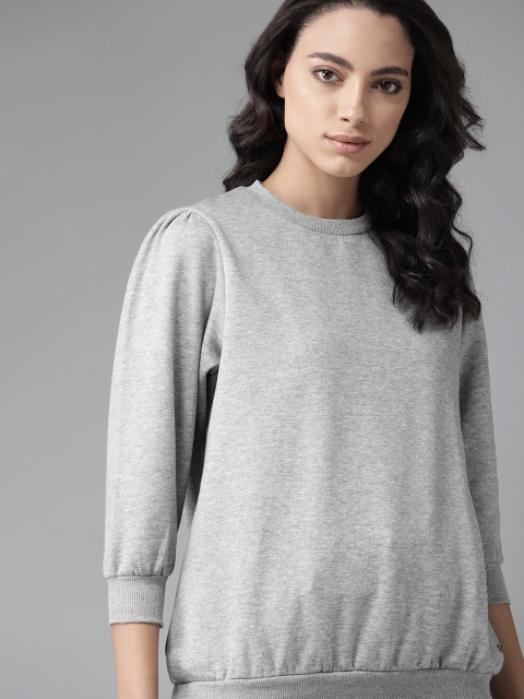 

Roadster Women Grey Melange Solid Sweatshirt