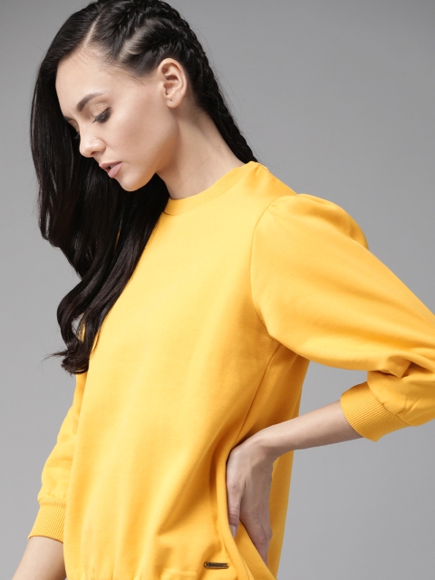 

Roadster Women Yellow Solid Sweatshirt