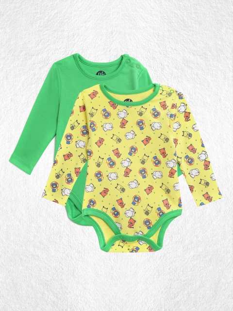 

YK Infant Boys Pack of 2 Printed Pure Cotton Bodysuits, Yellow