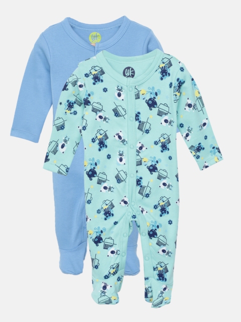 

YK Infant Boys Pack of 2 Pure Cotton Sleepsuits, Blue