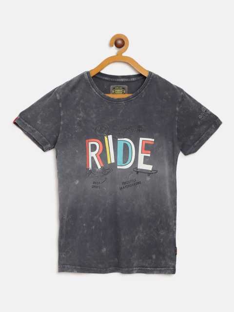 

Gini and Jony Boys Charcoal Grey Printed Round Neck T-shirt