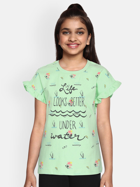 

Palm Tree Girls Green & Black Tropical Print Top