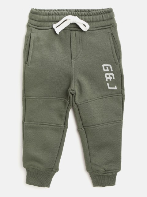 

Gini and Jony Boys Olive Green Solid Joggers