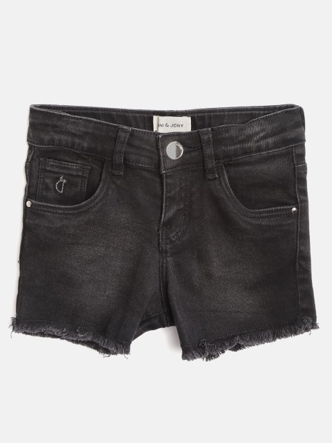 

Gini and Jony Girls Black Washed Regular Fit Denim Shorts