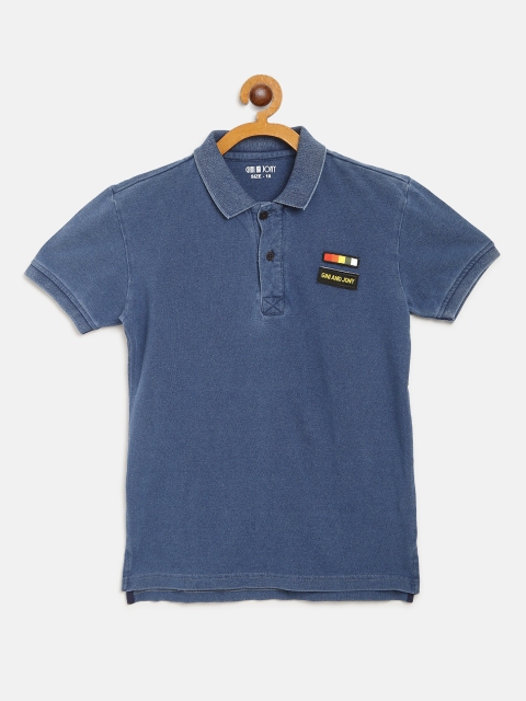 

Gini and Jony Boys Blue Solid Polo Collar T-shirt