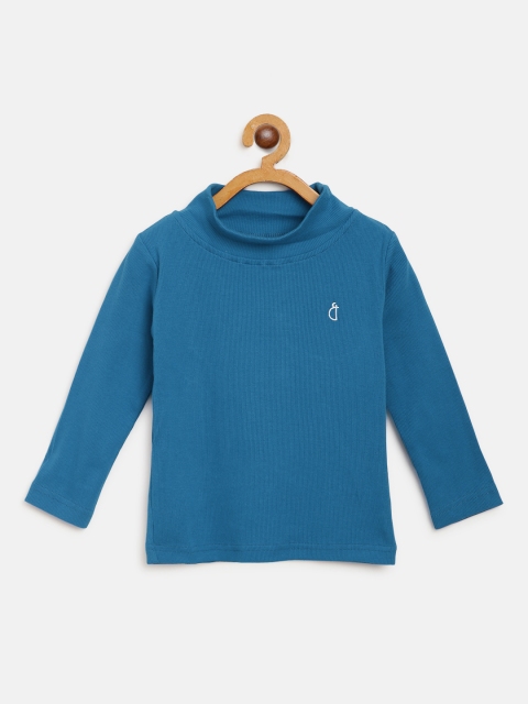 

Gini and Jony Girls Teal Blue Solid Pure Cotton Top