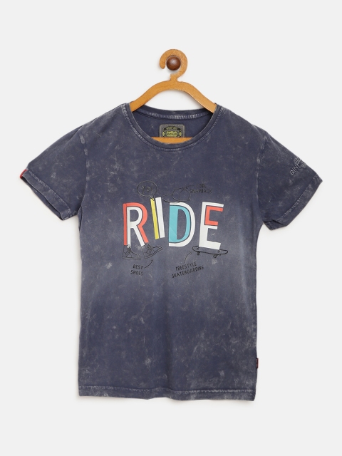 

Gini and Jony Boys Blue & White Typography Print Round Neck T-shirt
