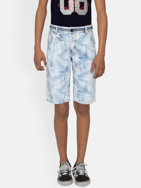 

Gini and Jony Boys Blue & White Tropical Print Regular Fit Shorts