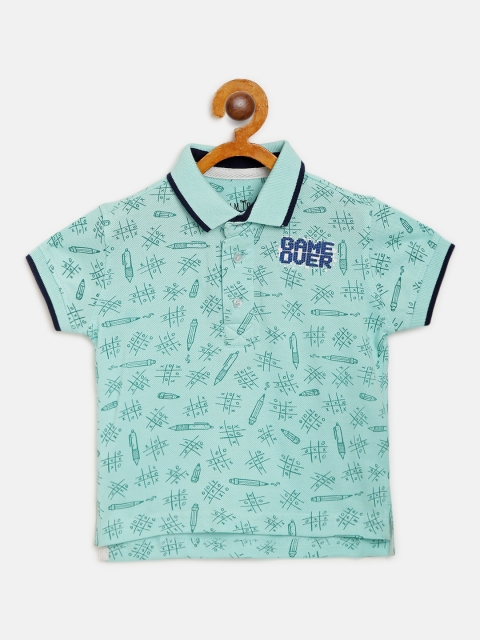 

Palm Tree Boys Green Tic-Tac-Toe Print Polo Collar Pure Cotton T-shirt