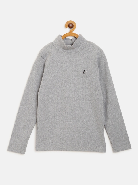 

Gini and Jony Girls Grey Melange Solid Skivvy Top