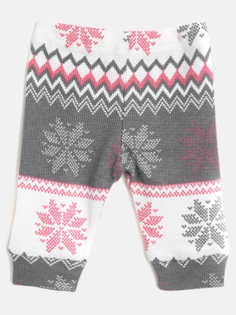 

Gini and Jony Girls Grey & White Fair Isle Patterned Ankle-length Leggings