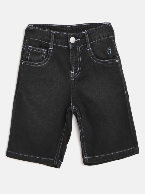 

Gini and Jony Boys Black Solid Denim Shorts