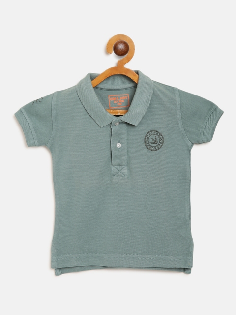 

Gini and Jony Boys Green Dinosaur Print Back Polo Collar Pure Cotton T-shirt