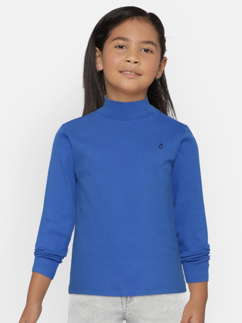 

Gini and Jony Girls Blue Solid Pure Cotton Top