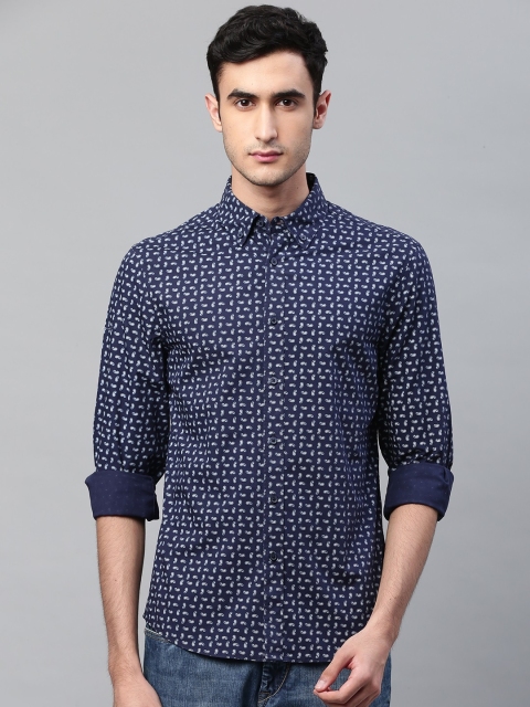 

Marks & Spencer Men Navy Blue & White Regular Fit Printed Casual Shirt