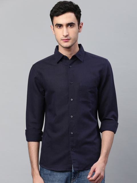 

Marks & Spencer Men Navy Blue Regular Fit Solid Casual Shirt