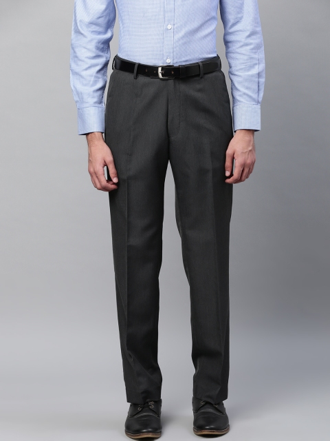 

Marks & Spencer Men Charcoal Grey Solid Tailored Fit Formal Trousers