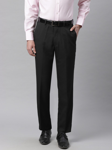

Marks & Spencer Men Black & Off-White Regular Fit Self Design Formal Trousers