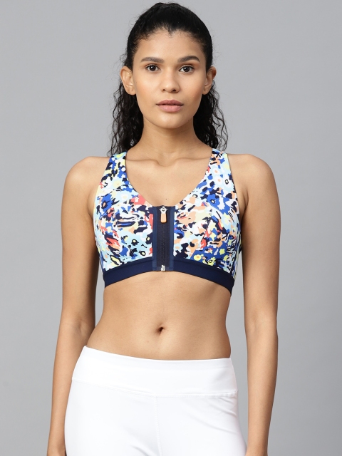 

Marks & Spencer Women White & Blue Printed Non Wired Non Padded Sports Bra T336372