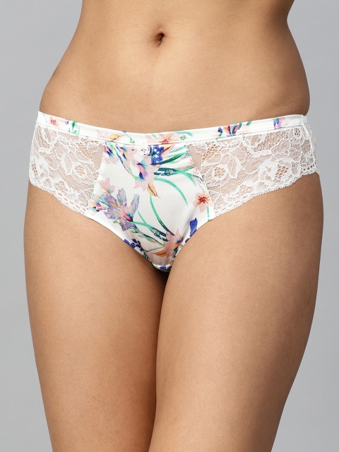 

Marks & Spencer White & Blue Lace Floral Print Basic Briefs T615009L