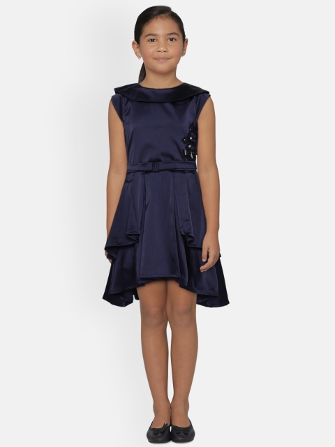 

Gini and Jony Girls Navy Blue Solid Fit & Flare Dress