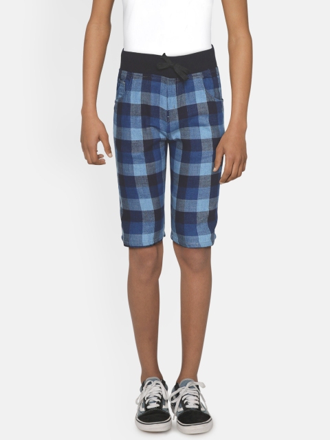 

Gini and Jony Boys Blue Checked Regular Fit Pure Cotton Shorts
